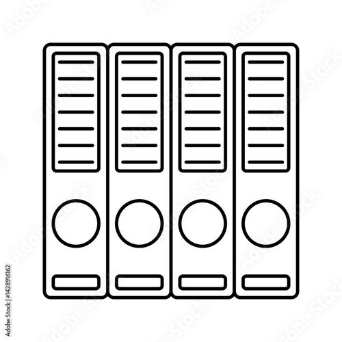 File Binders Outline style, document folders in a row, representing organized files, perfect for office, business, or admin-related designs