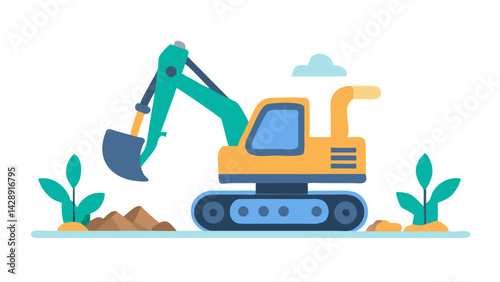 excavator and shovel, excavator, icon
