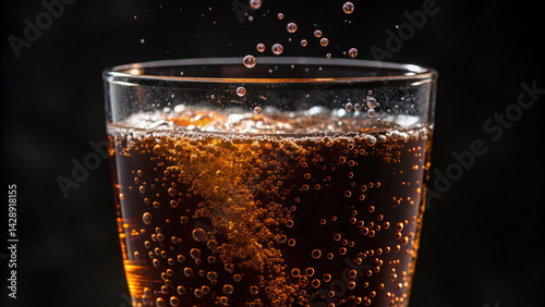 Obraz na płótnie refreshing glass of carbonated beverage with bubbles rising and fizzing, creating inviting atmosphere w salonie