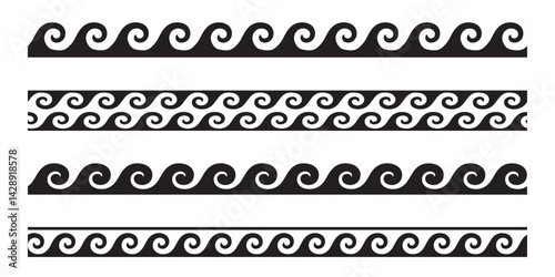 set of wave border. Vector design elements. Modular design