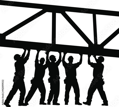 Silhouette of a group of construction workers