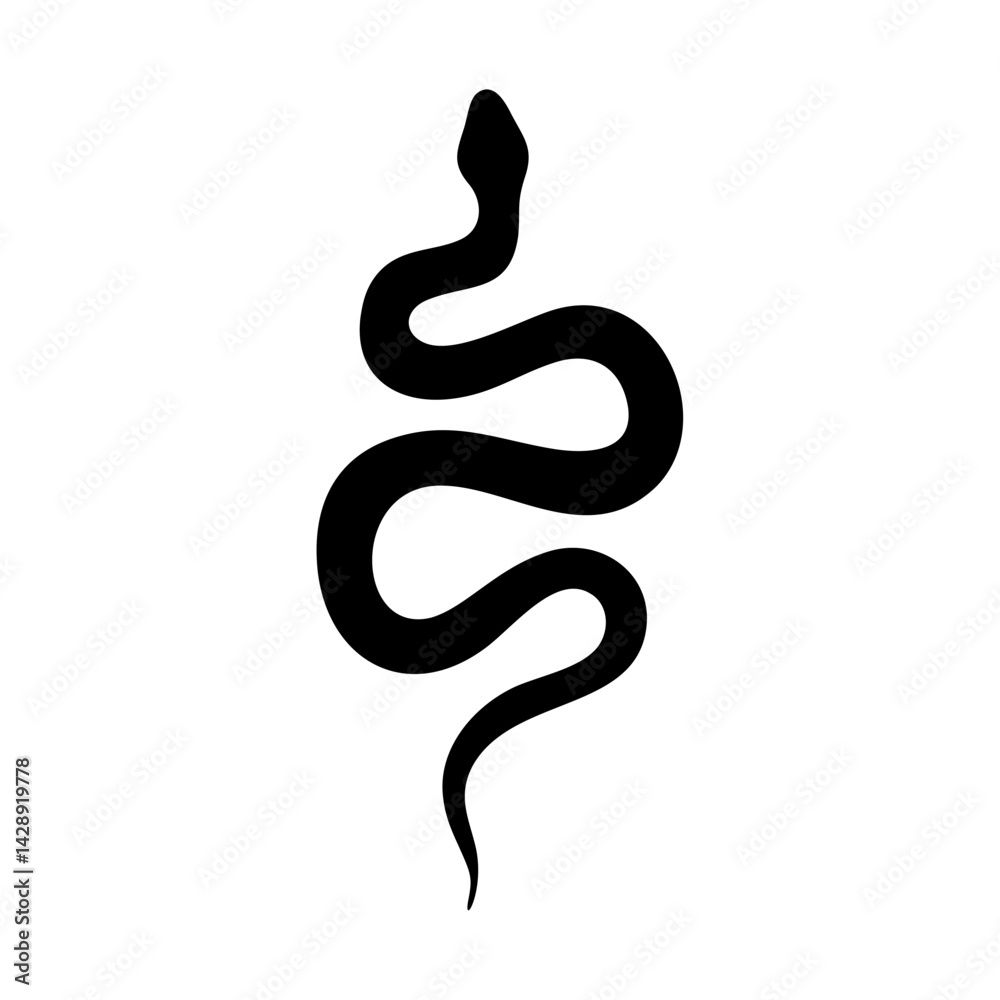 Fototapeta premium Snake vector simple black and white vector. Snake illustration tattoo design.