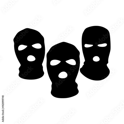 Bandit mask vector design black and white. Bandit mask illustration pack. Set bandit mask design vector