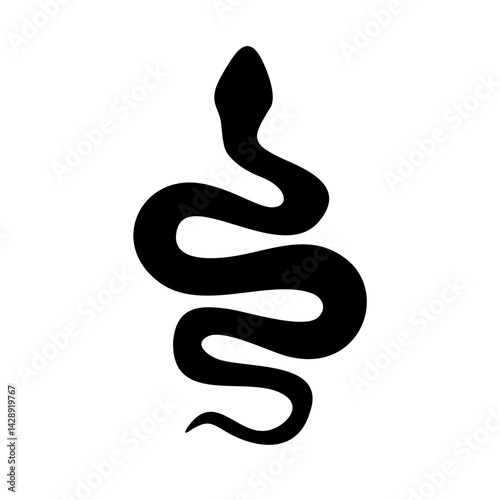Snake vector simple black and white vector. Snake illustration tattoo design. Bold snake vector illustration