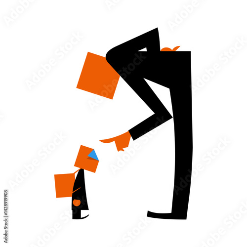 Illustration head box man scold head box child