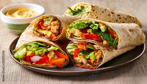 Wallpaper Mural  Whole Wheat Wraps Filled with Vegetables and Hummus  Torontodigital.ca