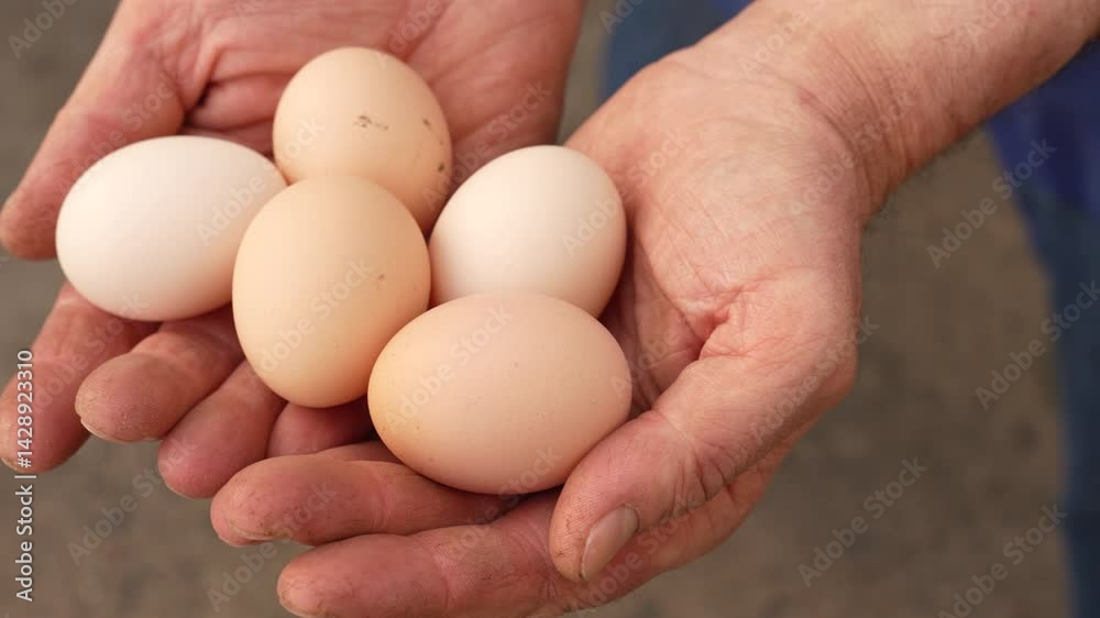 Close-Up of Hands Holding Fresh Brown Eggs – Organic Farming and Rural Lifestyle Scene Close-Up of Hands Holding Fresh Brown Eggs – Organic Farming and Rural Lifestyle Scene