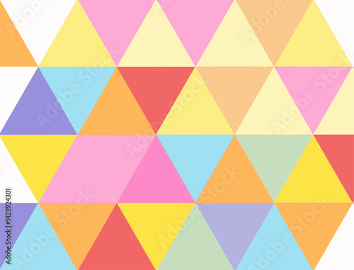 Colorful equilateral triangular geometric pattern on white background. 