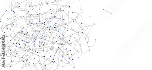 Abstract network visualization.  Nodes and connections illustrate complex systems.