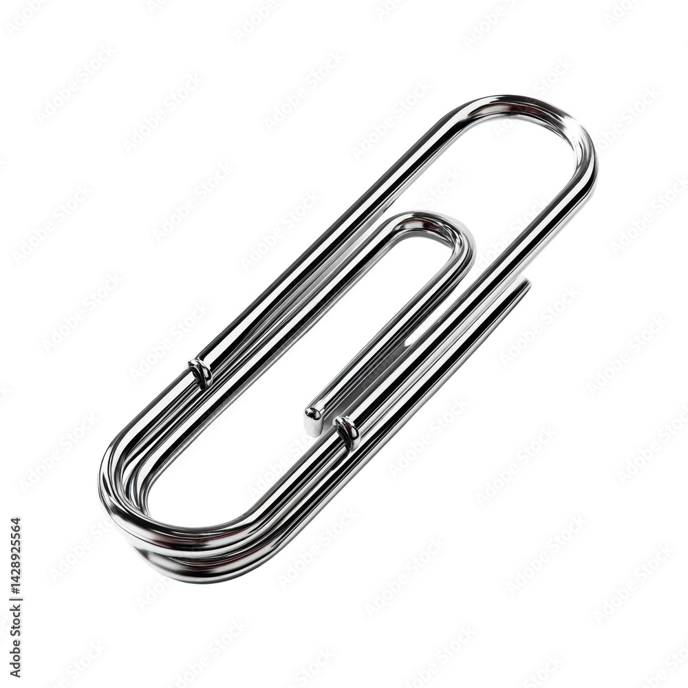 Sleek Chrome Paper Clip on Black Background on white background Sleek Chrome Paper Clip on Black Background on white background