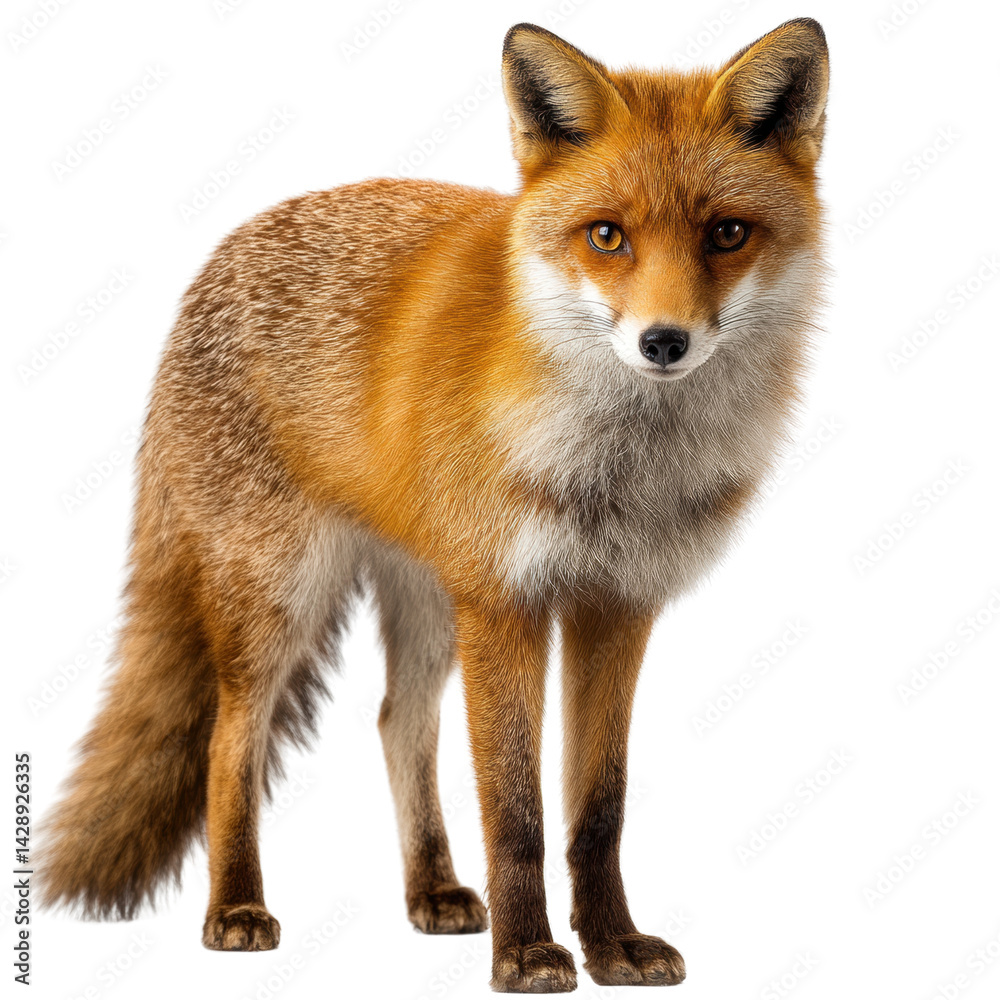 Obraz premium Majestic Red Fox Portrait Isolated on Transparent Background