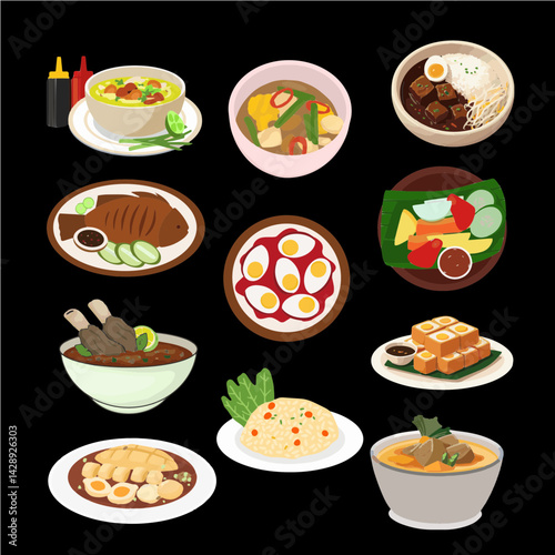 Stickers themed around local stall food. Various examples of dishes that have village elements and are delicious that can be enjoyed by all. Some are made from Southeast Asia.