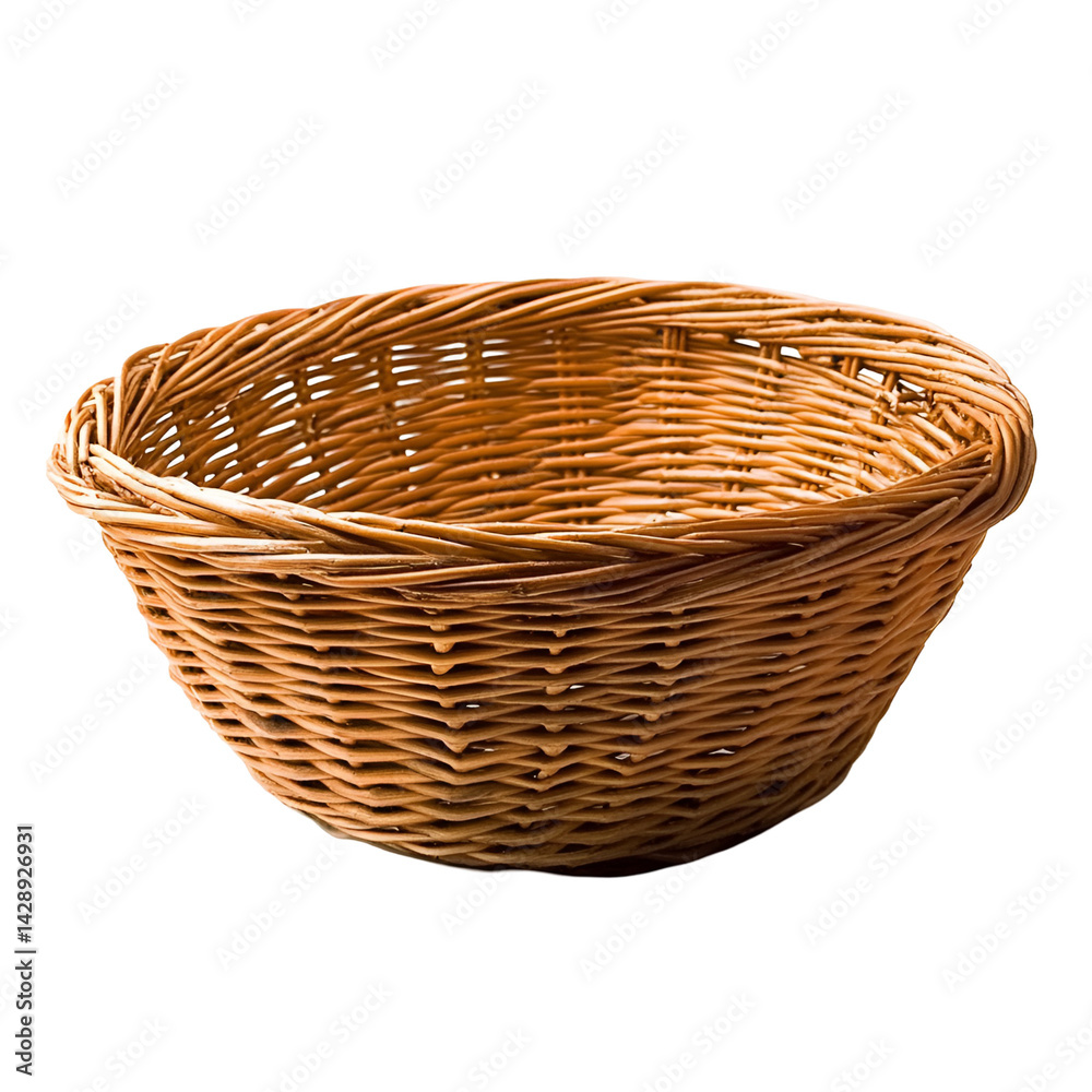 Empty wicker basket on black background Empty wicker basket on black background