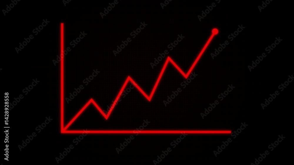 Business growth graph chart, Business line arrow, business strategy, arrow rising up. red color business line arrow animation on black background.