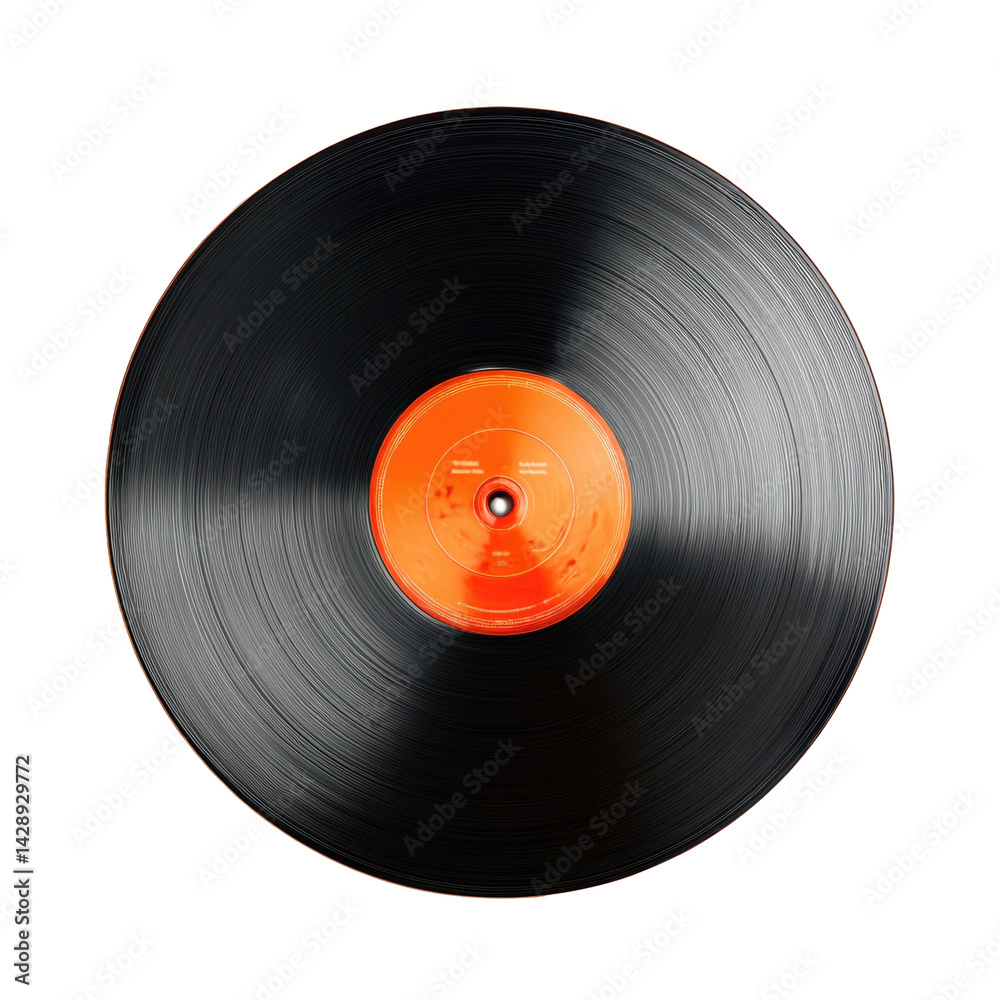 Obraz premium Classic Vinyl Record with Vibrant Orange Label