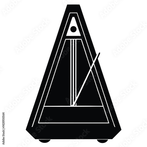 Isolated Black Vector Musician using Element metronome With White Background