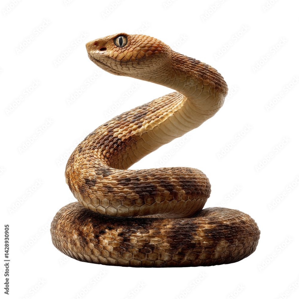 Fototapeta premium Captivating Close-Up of a Stunning Snake on a white background.
