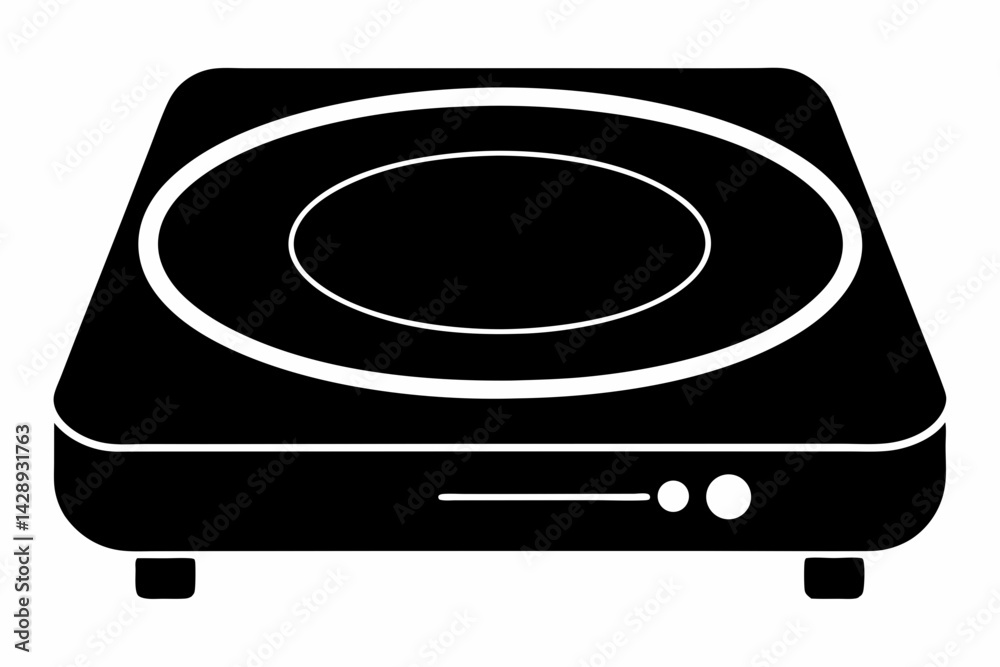 Compact Induction Cooktop Silhouette Vector Illustration Compact Induction Cooktop Silhouette Vector Illustration