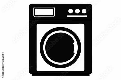 Compact Washer Dryer Combo Silhouette Vector Illustration