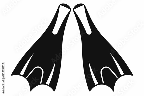 Diving Fins Silhouette Vector Illustration