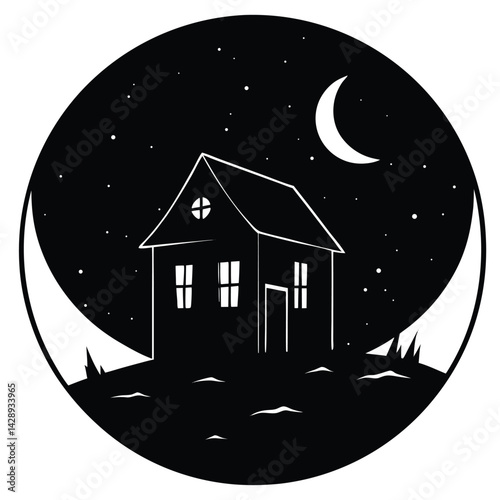 house and moon