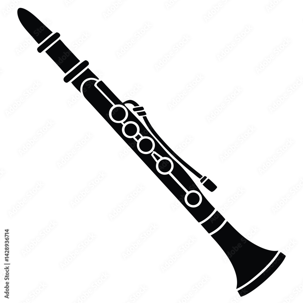 Naklejka premium Isolated Black Vector Musician using Element oboe With White Background