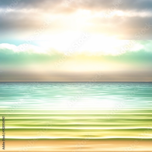 Obraz na płótnie Serene seascape at sunrise over calm waters and sandy beach w salonie