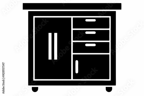 Pull Out Pantry Cabinet Silhouette Vector Illustration