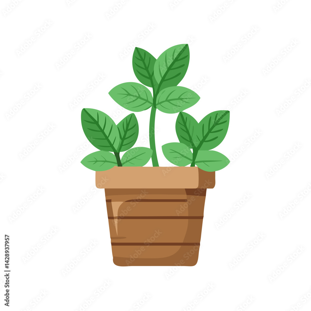 Obraz premium Potted Plant with Green Leaves on Black Background