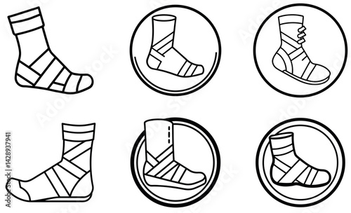 Line art sock bundle illustration, high resolution picture