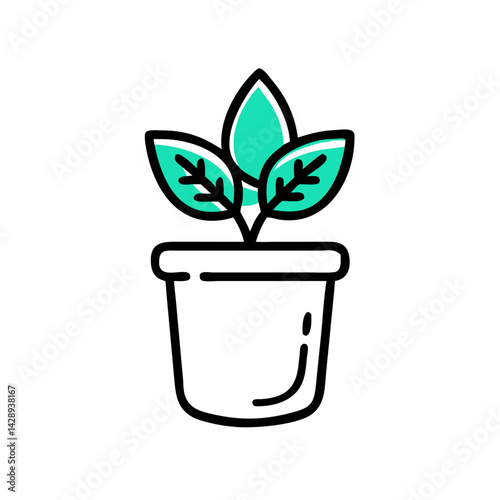 Minimalist aquamarine leaves illustration against black background