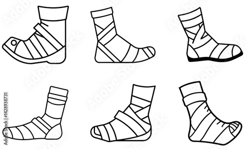 Line art sock bundle illustration, high resolution picture