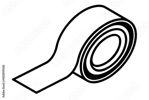 Roll Of Masking Tape Line Art Vector Illustration