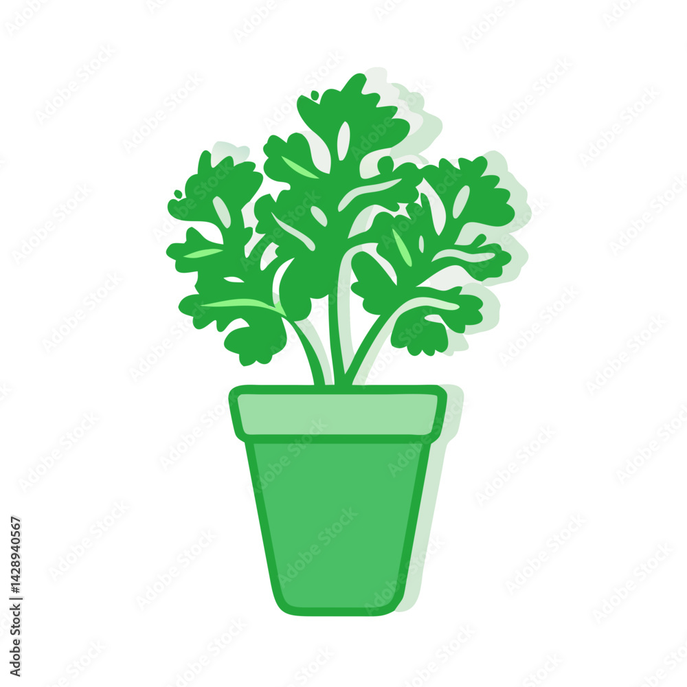 Obraz premium Parsley plant in pot vector art illustration design