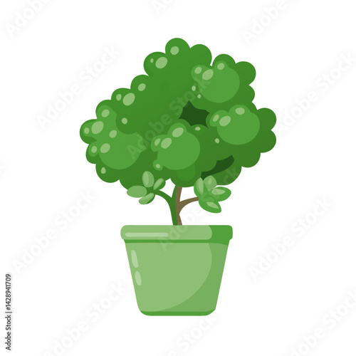Cartoon-style potted plant illustration on black background