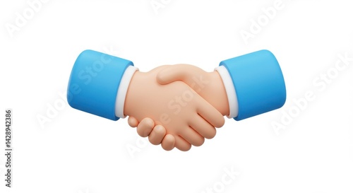 3D Cartoon handshake illustration on white background