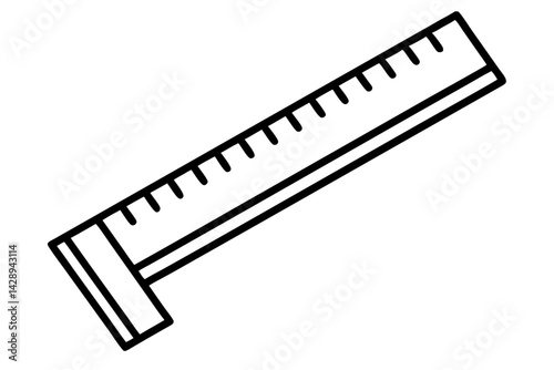 T Square Ruler Line Art Vector Illustration