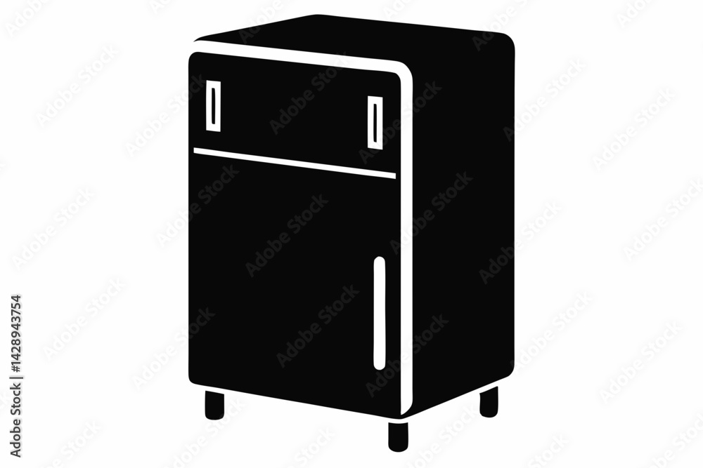 Tiny Fridge Freezer Unit Silhouette Vector Illustration Tiny Fridge Freezer Unit Silhouette Vector Illustration