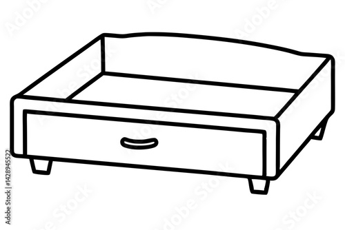 Under Couch Pet Bed Drawer Line Art Vector Illustration