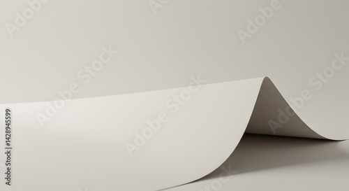 Abstract Paper Wave With Shadow, Neutral Color Backdrop For Presentation