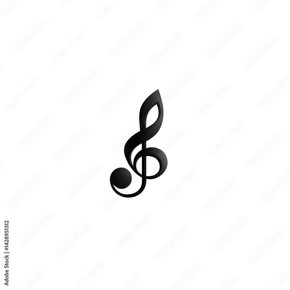 Naklejka premium A black treble clef musical symbol against a plain white background representing the fundamental elements of music and musical notation