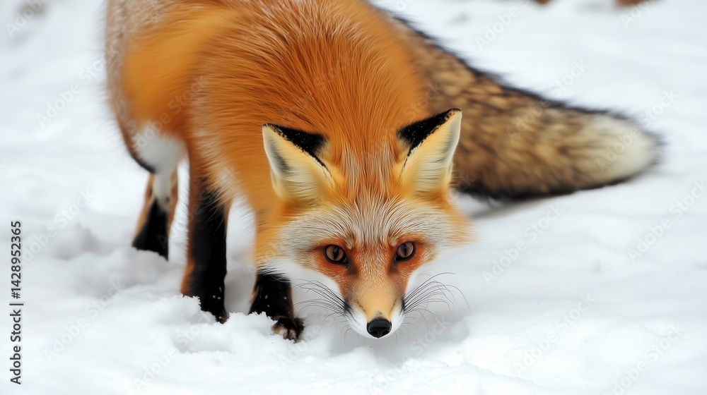 Obraz premium The Curious One: Capture a fox curiously investigating a scent or exploring its surroundings..