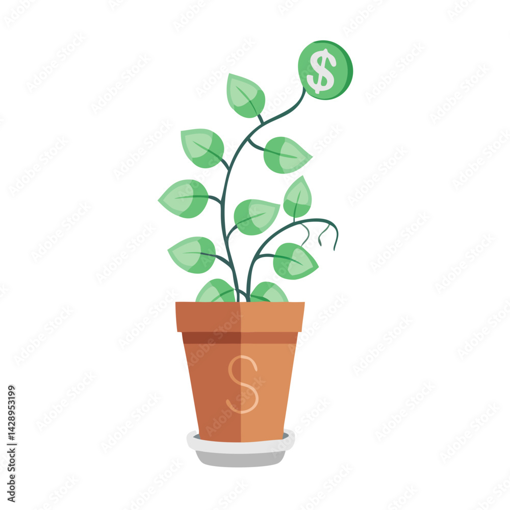 Fototapeta premium Money Plant in Pot: Financial Growth and Investment