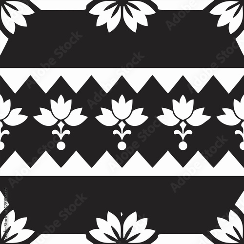 black and white beautiful traditional mughal borders design for textile printing