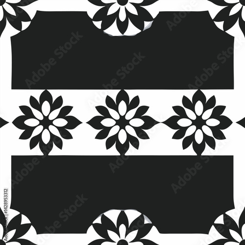 Black and white beautiful traditional mughal border