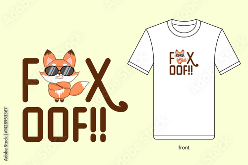 Fox off. Illustration vector design with T-shirt mockup. EPS 10