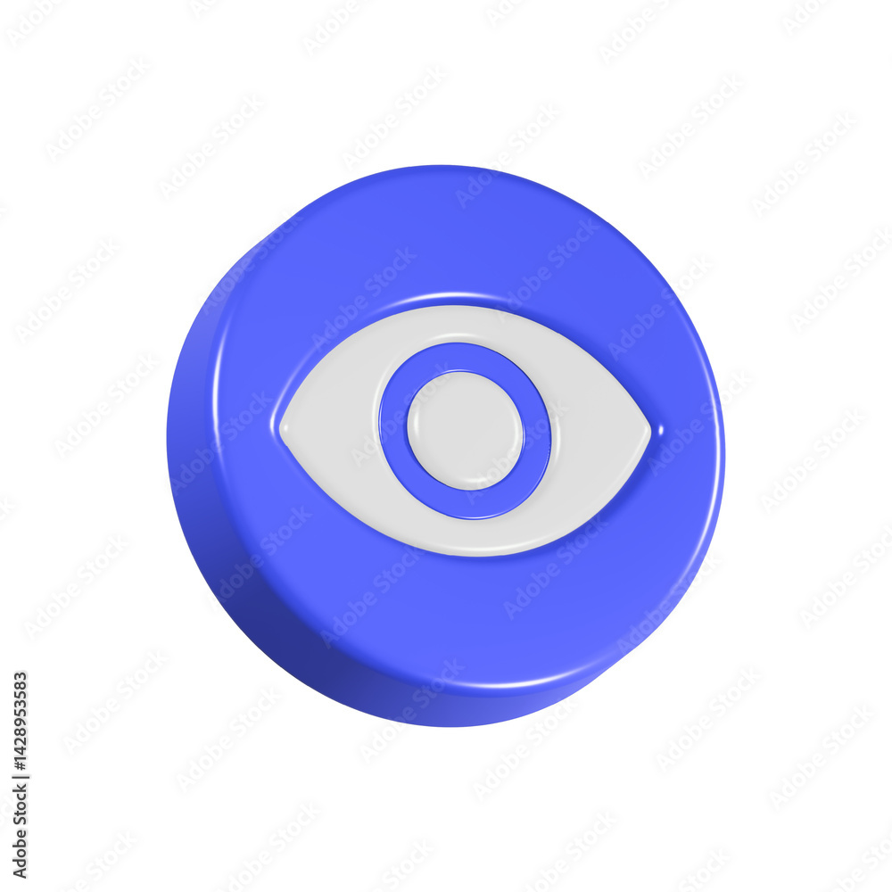 eye view icon 3d rendering realistic button eye view icon 3d rendering realistic button