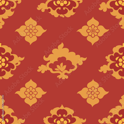 Seamless traditional Asian wallpaper pattern 