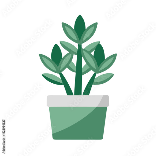 Potted Plant Illustration: Indoor Decor on Black Background