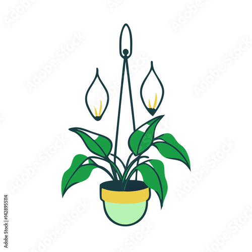 Hanging Plant in Pot with Geometric Candle Holders